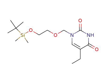 Molecular Structure of 138192-34-4 (2,4(1H,3H)-Pyrimidinedione,
1-[[2-[[(1,1-dimethylethyl)dimethylsilyl]oxy]ethoxy]methyl]-5-ethyl-)