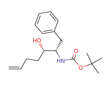 Molecular Structure of 137281-40-4 ((-)-tert-butyl ((2S,3S)-3-hydroxy-1-phenylhept-6-en-2-yl)carbamate)