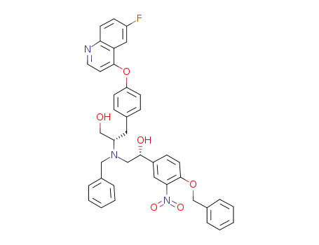 Molecular Structure of 282100-04-3 ((2S)-2-[benzyl[(2R)-2-(4-benzyloxy-3-nitrophenyl)-2-hydroxyethyl]amino]-3-[4-(6-fluoroquinolin-4-yloxy)phenyl]propan-1-ol)