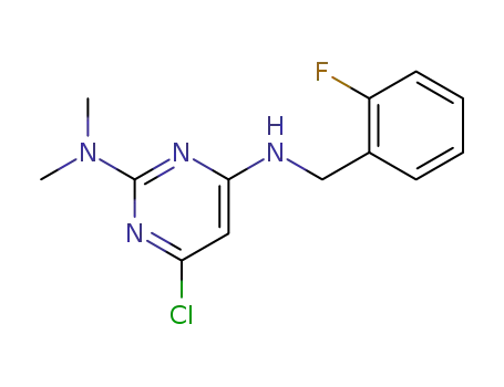 Molecular Structure of 119222-45-6 (4-chloro-2-(N,N-dimethylamino)-6-(2-fluorobenzylamino)-pyrimidine)