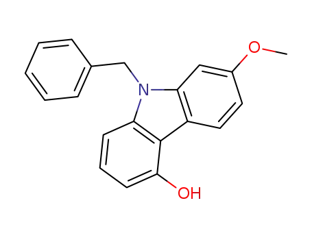Molecular Structure of 329729-28-4 (9-benzyl-7-methoxy-9H-carbazol-4-ol)