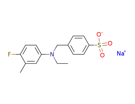 Molecular Structure of 102568-73-0 (N-ethyl-N-(4-sulfophenyl-methyl)-4-fluoro-3-methyl-aniline, sodium salt)