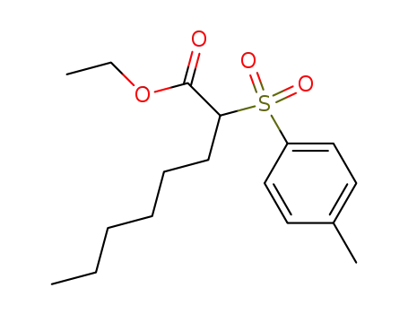 Molecular Structure of 124358-23-2 (2-<(4-methylphenyl)sulfonyl>octanoic acid ethyl ester)