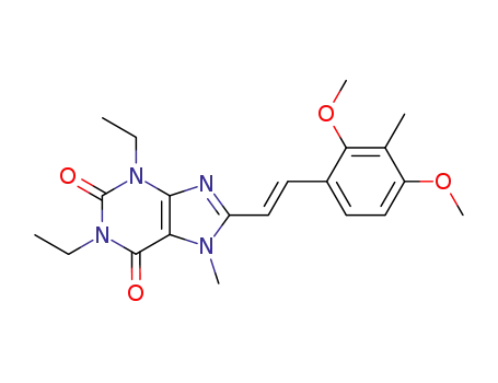 Molecular Structure of 155271-11-7 (8-[(E)-2-(2,4-dimethoxy-3-methylphenyl)ethenyl]-1,3-diethyl-7-methyl-3,7-dihydro-1H-purine-2,6-dione)