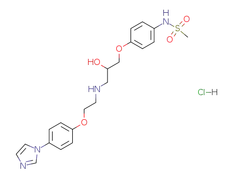 Molecular Structure of 128264-19-7 (N-[4-[2-Hydroxy-3-[[2-[4-(1H-imidazol-1-yl)phenoxy]ethyl]amino]propoxy]phenyl]methanesulfonamide hydrochloride)