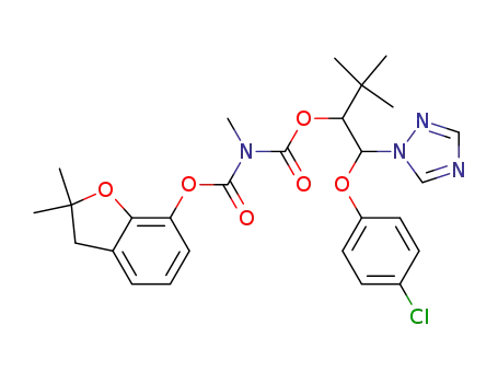 Molecular Structure of 94786-44-4 (Imidodicarbonic acid, methyl-,
1-[(4-chlorophenoxy)-1H-1,2,4-triazol-1-ylmethyl]-2,2-dimethylpropyl
2,3-dihydro-2,2-dimethyl-7-benzofuranyl ester)