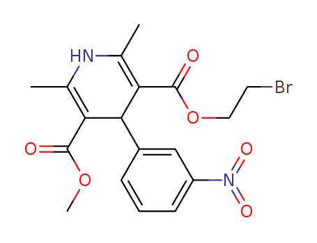 3,5-Pyridinedicarboxylic acid,
1,4-dihydro-2,6-dimethyl-4-(3-nitrophenyl)-, 2-bromoethyl methyl ester