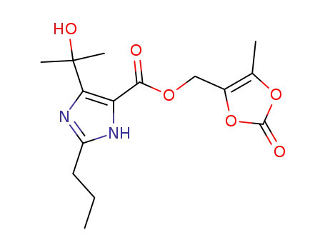 Molecular Structure of 144978-05-2 (1H-Imidazole-4-carboxylic acid, 5-(1-hydroxy-1-methylethyl)-2-propyl-,
(5-methyl-2-oxo-1,3-dioxol-4-yl)methyl ester)