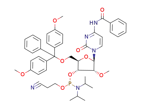 Molecular Structure of 110764-78-8 (N-blocked-5'-O-DMT-2'-O-Me CED cytosine phosphoramidite)