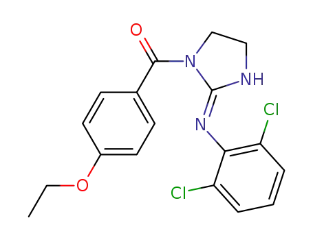 Molecular Structure of 87235-72-1 (1H-Imidazol-2-amine,
N-(2,6-dichlorophenyl)-1-(4-ethoxybenzoyl)-4,5-dihydro-)
