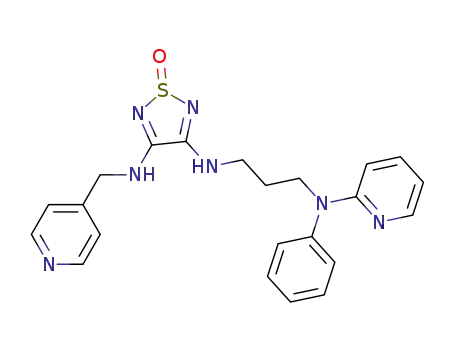 Molecular Structure of 106580-03-4 (3-[3-(N-phenyl-N-2-pyridylamino)propylamino]-4-(4-pyridylmethyl)amino-1,2,5-thiadiazole-1-oxide)