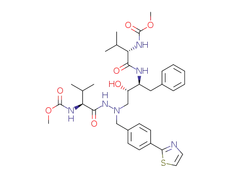Molecular Structure of 198904-05-1 (2,5,6,10,13-Pentaazatetradecanedioic acid, 8-hydroxy-3,12-bis(1-methyl ethyl)-4,11-dioxo-9-(phenylmethyl)-6-[[4-(2-thiazolyl)phenyl]methyl]-,  dimethyl ester, [3S-(3R*,8R*,9R*,12R*)]-)
