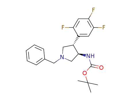 Molecular Structure of 915100-74-2 (tert-butyl (3R,4S)-1-benzyl-4-(2,4,5-trifluorophenyl)pyrrolidin-3-ylcarbamate)