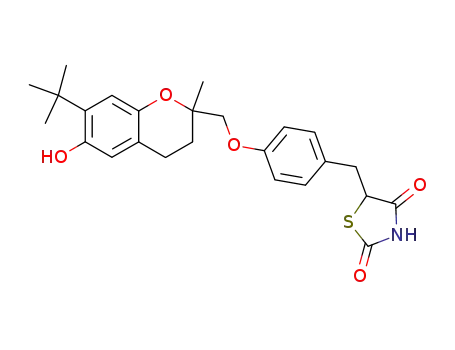 Molecular Structure of 97323-07-4 (5-(4-(7-t-Butyl-6-hydroxy-2-methylchroman-2-ylmethoxy)benzyl)thiazolid ine-2,4-dione)
