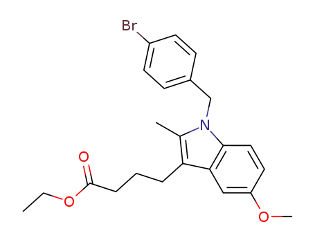 Molecular Structure of 185737-58-0 (1H-Indole-3-butanoic acid,
1-[(4-bromophenyl)methyl]-5-methoxy-2-methyl-, ethyl ester)