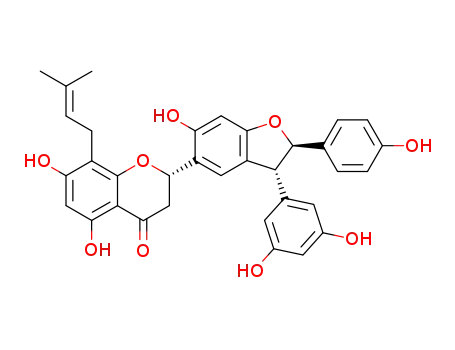 (2S)-5,7-Dihydroxy-2,3-dihydro-2α-[[(2R)-2β-(4-hydroxyphenyl)-3α-(3,5-dihydroxyphenyl)-6-hydroxy-2,3-dihydrobenzofuran]-5-yl]-8-(3-methyl-2-butenyl)-4H-1-benzopyran-4-one