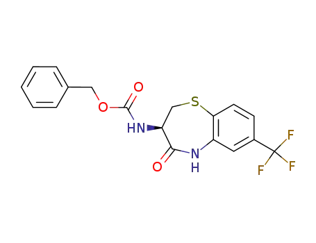 Molecular Structure of 98413-36-6 (3(R)-benzyloxycarbonylamino-7-trifluoromethyl-2,3-dihydro-1,5(5H)-benzothiazepine-4-one)