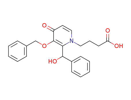 Molecular Structure of 189564-80-5 (1(4H)-Pyridinebutanoic acid,
2-(hydroxyphenylmethyl)-4-oxo-3-(phenylmethoxy)-)