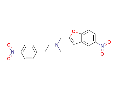 Molecular Structure of 119198-12-8 (N-Methyl-N-(5-nitrobenzofur-2-ylmethyl)-4-nitrophenethylamine)