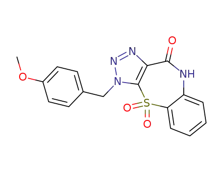 Molecular Structure of 170991-07-8 (3-(4-methoxybenzyl)-10(9H)-oxo-3H-1,2,3-triazolo[5,4-b][1,5]benzothiazepine 4,4-dioxide)