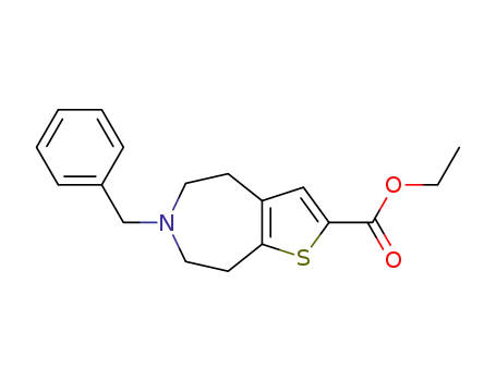 Molecular Structure of 83621-45-8 (5,6,7,8-TETRAHYDRO-6-(PHENYLMETHYL)-4H-THIENO[2,3-D]AZEPINE-2-CARBOXYLIC ACID, ETHYL ESTER)