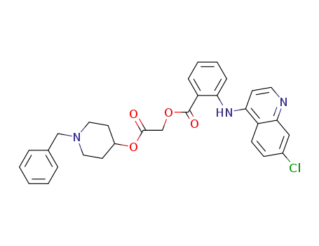 Molecular Structure of 86518-52-7 (2-[(1-benzylpiperidin-4-yl)oxy]-2-oxoethyl 2-[(7-chloroquinolin-4-yl)amino]benzoate)