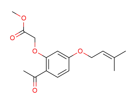 Molecular Structure of 64506-47-4 (ACETIC ACID, [2-ACETYL-5-[(3-METHYL-2-BUTENYL)OXY]PHENOXY]-, METHYL ESTER)