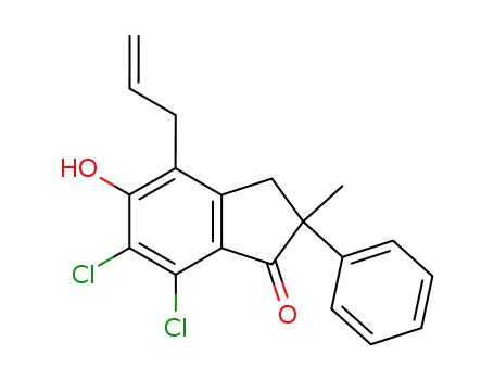 Molecular Structure of 61000-47-3 (4-allyl-6,7-dichloro-5-hydroxy-2-methyl-2-phenyl-1-indanone)