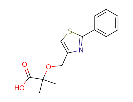 Molecular Structure of 61329-11-1 (Propanoic acid, 2-methyl-2-[(2-phenyl-4-thiazolyl)methoxy]-)