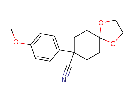 Molecular Structure of 5263-42-3 (1,4-Dioxaspiro[4.5]decane-8-carbonitrile, 8-(4-methoxyphenyl)-)