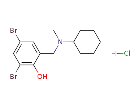 Molecular Structure of 52702-47-3 (Phenol, 2,4-dibromo-6-[(cyclohexylmethylamino)methyl]-, hydrochloride)