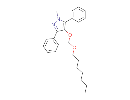 Molecular Structure of 60628-02-6 (1H-Pyrazole, 4-[(heptyloxy)methoxy]-1-methyl-3,5-diphenyl-)