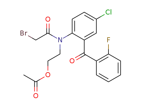 Molecular Structure of 60776-34-3 (Acetamide,
N-[2-(acetyloxy)ethyl]-2-bromo-N-[4-chloro-2-(2-fluorobenzoyl)phenyl]-)
