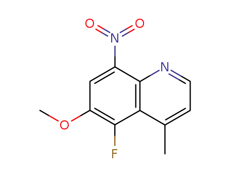 Molecular Structure of 64993-12-0 (Quinoline, 5-fluoro-6-methoxy-4-methyl-8-nitro-)