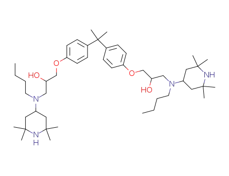 Molecular Structure of 69303-52-2 (2,2-bis[4-{3-[N-butyl-N-(2,2,6,6-tetramethyl-4-piperidyl)amino]-2-hydroxypropoxy}phenyl]propane)