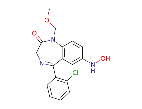 Molecular Structure of 55894-88-7 (2H-1,4-Benzodiazepin-2-one,
5-(2-chlorophenyl)-1,3-dihydro-7-(hydroxyamino)-1-(methoxymethyl)-)