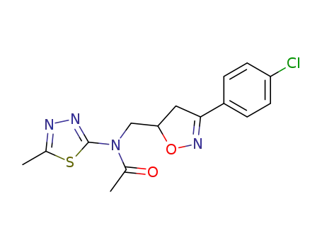 Molecular Structure of 65788-95-6 (Acetamide,
N-[[3-(4-chlorophenyl)-4,5-dihydro-5-isoxazolyl]methyl]-N-(5-methyl-1,3,
4-thiadiazol-2-yl)-)