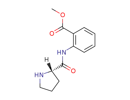 Molecular Structure of 63254-87-5 (Benzoic acid, 2-[(2-pyrrolidinylcarbonyl)amino]-, methyl ester, (S)-)