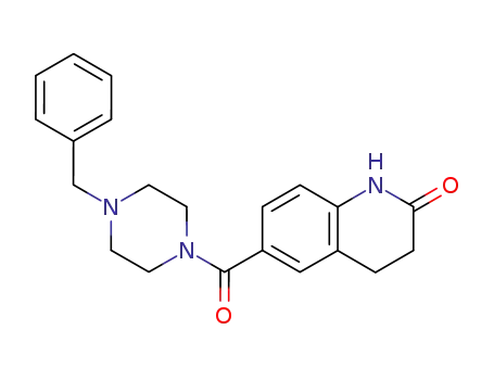 Molecular Structure of 83734-55-8 (Piperazine,
1-(phenylmethyl)-4-[(1,2,3,4-tetrahydro-2-oxo-6-quinolinyl)carbonyl]-)