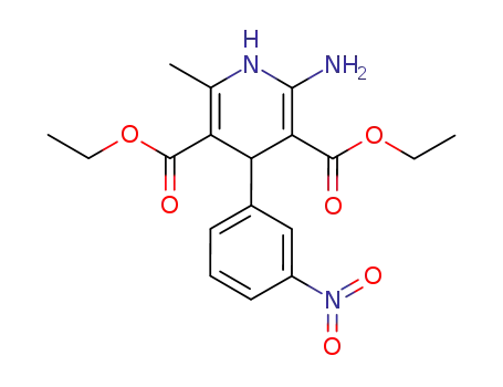 Molecular Structure of 50626-56-7 (3,5-Pyridinedicarboxylic acid,
2-amino-1,4-dihydro-6-methyl-4-(3-nitrophenyl)-, diethyl ester)