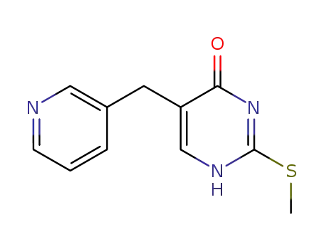 Molecular Structure of 64107-56-8 (4(1H)-Pyrimidinone, 2-(methylthio)-5-(3-pyridinylmethyl)-)