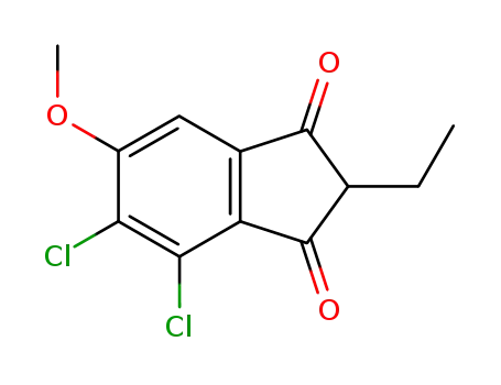 Molecular Structure of 57296-48-7 (1H-Indene-1,3(2H)-dione, 4,5-dichloro-2-ethyl-6-methoxy-)