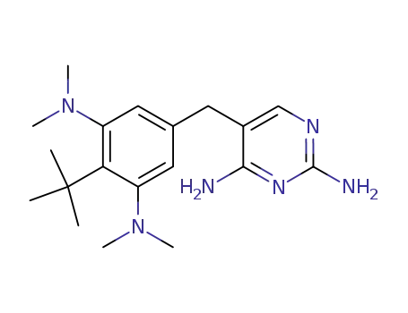 Molecular Structure of 61544-29-4 (2,4-Pyrimidinediamine,
5-[[3,5-bis(dimethylamino)-4-(1,1-dimethylethyl)phenyl]methyl]-)