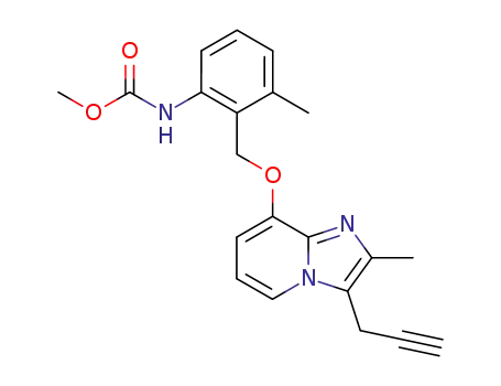 Molecular Structure of 117525-13-0 (8-(2-methoxycarbonylamino-6-methylbenzyloxy)-2-methyl-3-(2-propynyl)imidazo(1,2-a)pyridine)