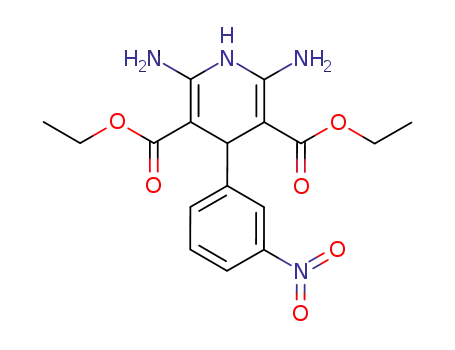 Molecular Structure of 50698-22-1 (3,5-Pyridinedicarboxylic acid,
2,6-diamino-1,4-dihydro-4-(3-nitrophenyl)-, diethyl ester)