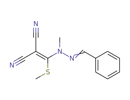 Molecular Structure of 65889-71-6 (Propanedinitrile,
[[methyl(phenylmethylene)hydrazino](methylthio)methylene]-)