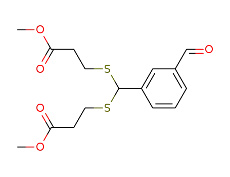 Molecular Structure of 115104-22-8 (diMethyl 3,3'-((3-forMylphenyl)Methylene)bis(sulfanediyl)dipropanoate)