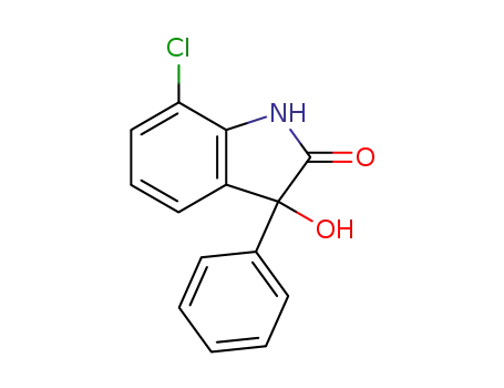Molecular Structure of 63220-43-9 (2H-Indol-2-one, 7-chloro-1,3-dihydro-3-hydroxy-3-phenyl-)