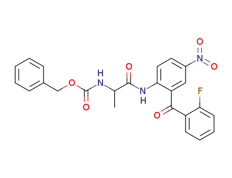 Molecular Structure of 74892-38-9 ((-)-benzyl-[1-[{2-(o-fluorobenzoyl)-4-nitrophenyl}-carbamoyl]ethyl]carbamate)