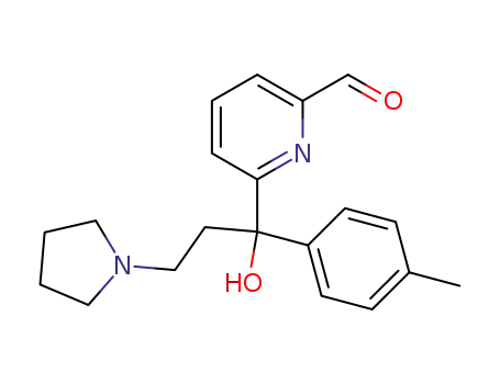 Molecular Structure of 87849-04-5 (2-Pyridinecarboxaldehyde,
6-[1-hydroxy-1-(4-methylphenyl)-3-(1-pyrrolidinyl)propyl]-)